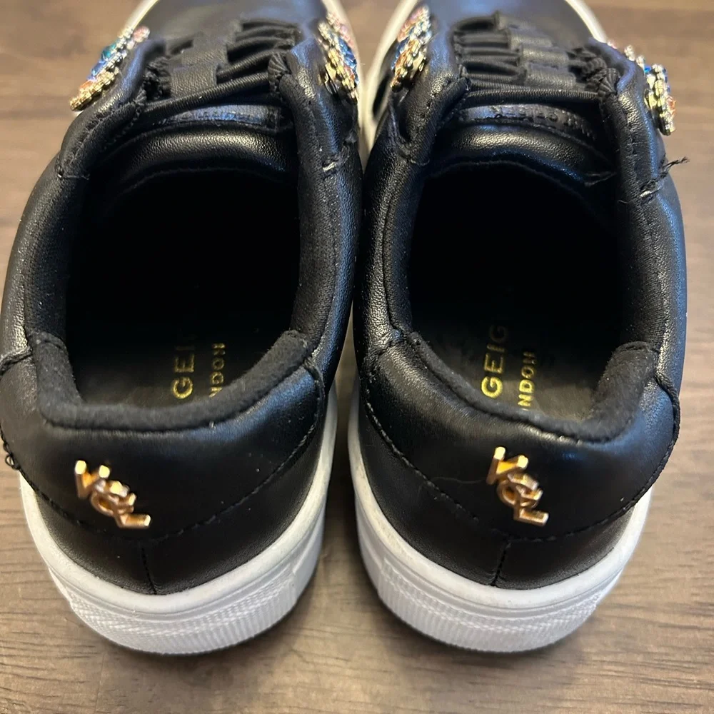 Kurt Geiger Black Kids Sneakers with Multicolor Gem embellishes size12 1/2